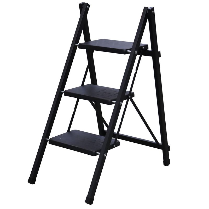 Bauker - Escalera de Tijera de Acero 3 peldaños 85 cm hasta 50 kg