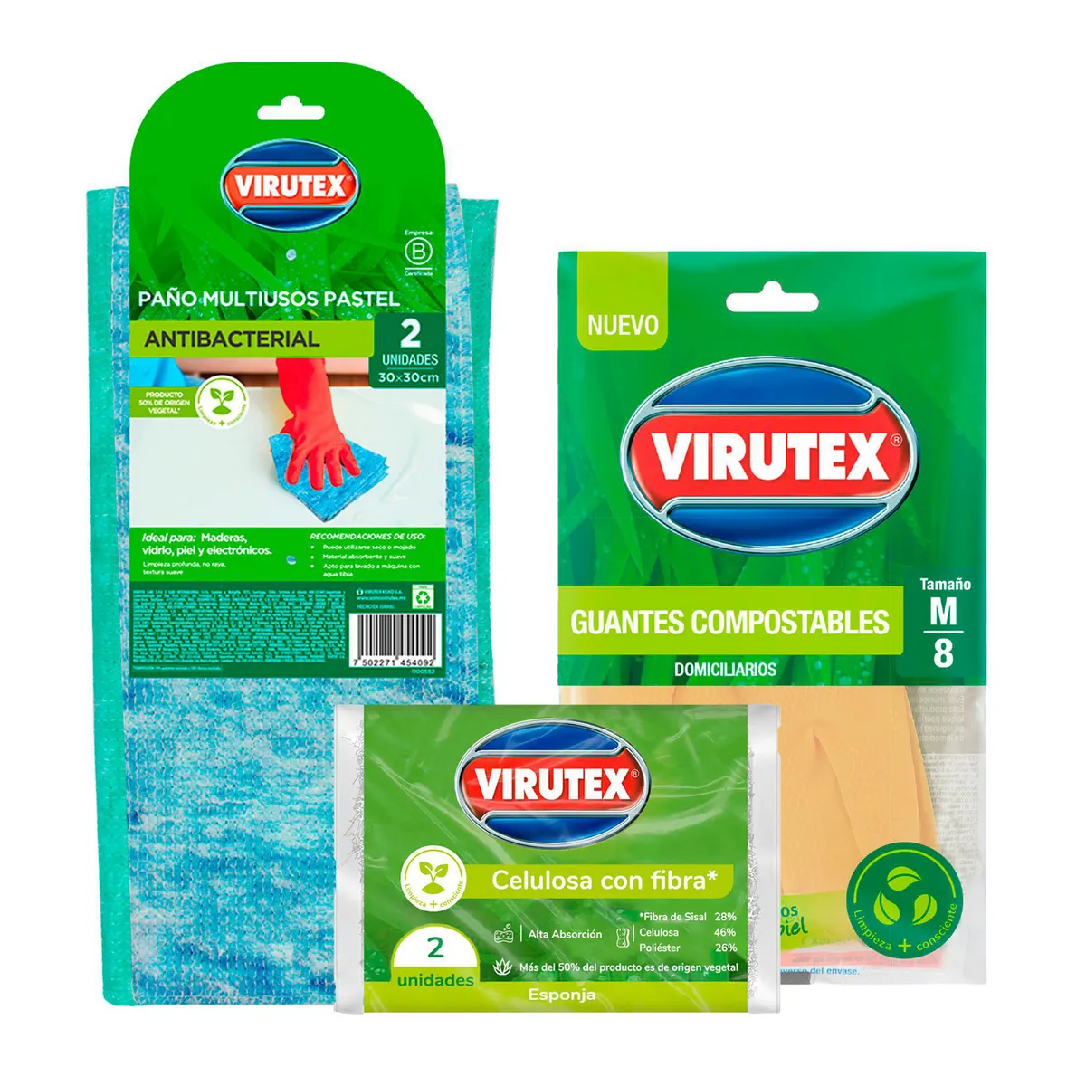 Pack Sustentable- Guantes+ Esponja + Paños, marca Virutex - Foto 2