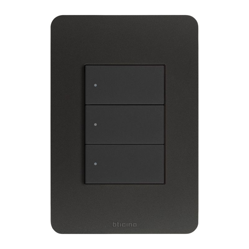 Bticino - Placa de Resina Negro Mate 3 Módulos