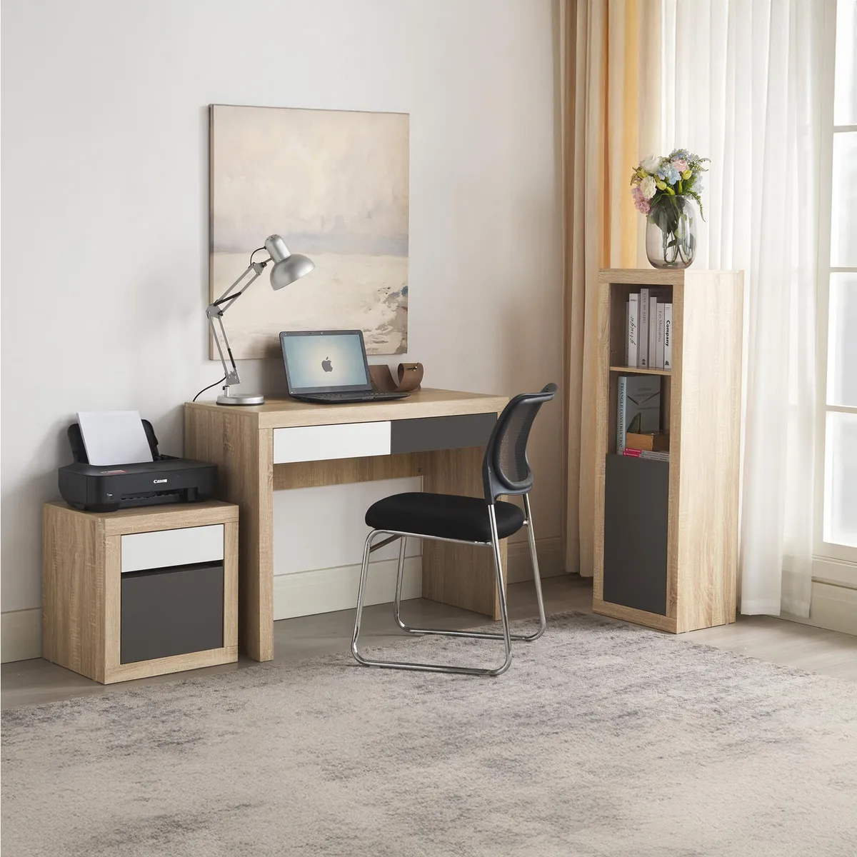 Just Home Collection - Combo Escritorio, Cajonera y Librero