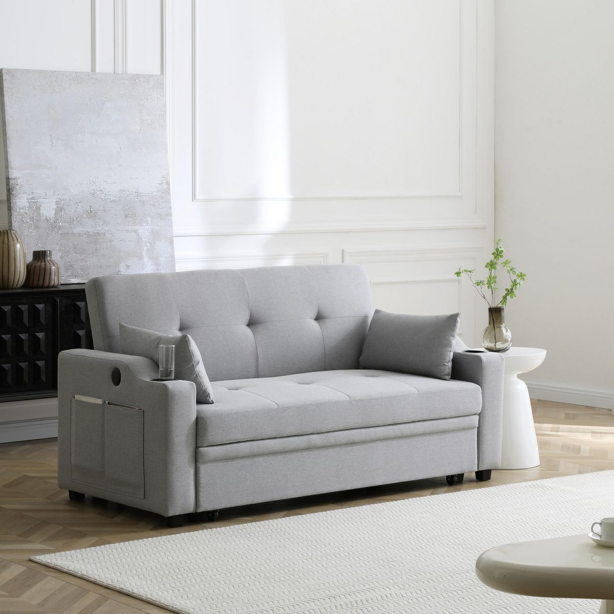 Sofá Cama Pacerti Gris Claro, marca Just Home Collection - Foto 2