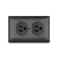 Tomacorriente Doble Americano Armado con Placa, Negro