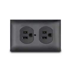 Tomacorriente Doble Americano Armado con Placa, Negro
