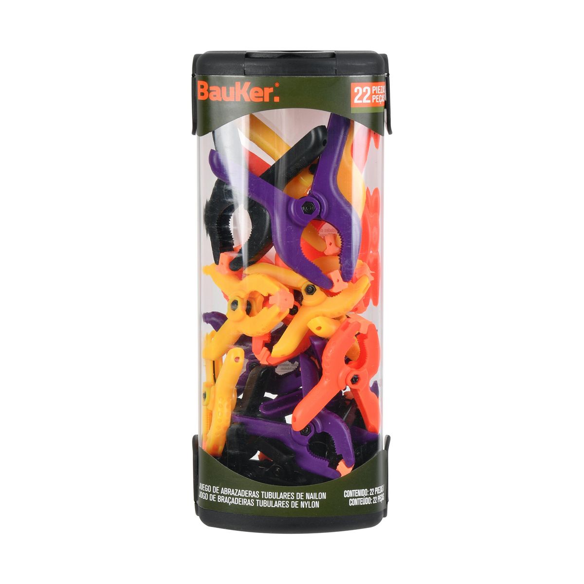  - Set de Abrazaderas Tubulares de Nailon 22 pzas, Bauker