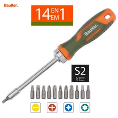 Desarmador con Puntas 14 pzas, Bauker