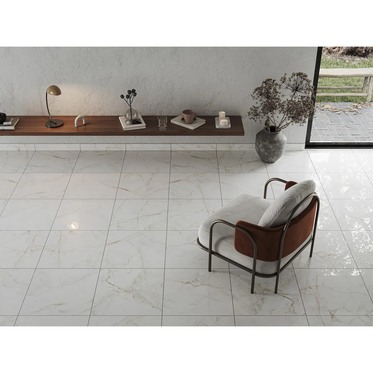 Porcelanite - Piso Ceramico Balmor Blanco 60X60 Brillante 1.46M2