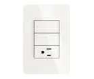 Placa Armada 3 Interruptor Sencillo 3 Módulos, Blanco