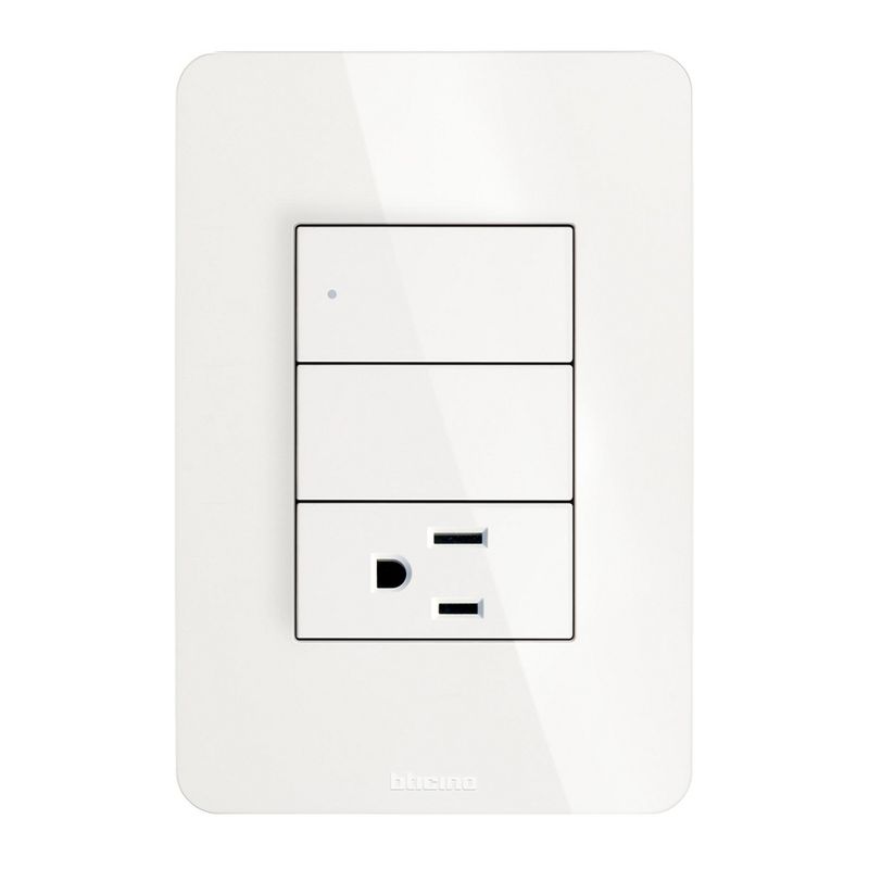 Bticino - Placa Armada 3 Interruptor Sencillo 3 Módulos, Blanco