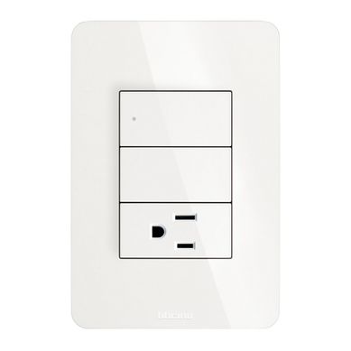 Placa Armada 1 Interruptor Sencillo +1 Toma Corriente 2P+T y 1 Polo Falso, 3 M�dulos, Blanco