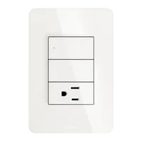 Placa Armada 1 Interruptor Sencillo +1 Toma Corriente 2P+T y 1 Polo Falso, 3 Módulos, Blanco