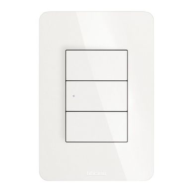Placa Armada 1 Interruptor Sencillo y 2 Polos Falsos, 3 Mdulos, Blanco
