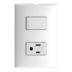 Placa con 1 Interruptor Sencillo 10A 127V + 1 Tomacorriente 2P+T,15A 127V