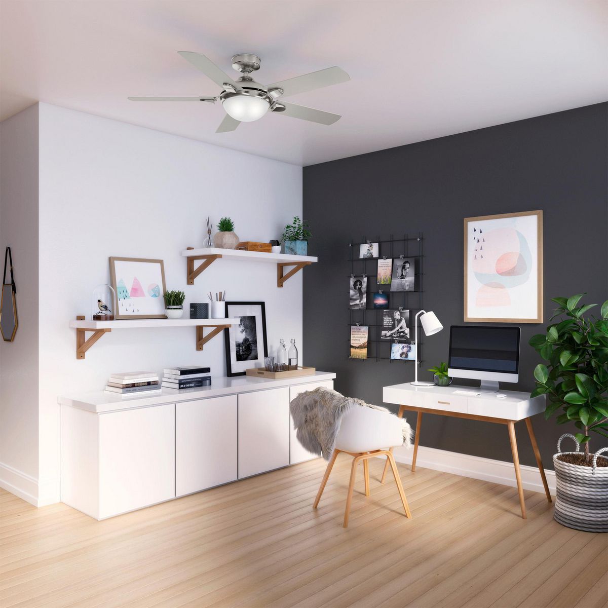 Hunter Fan - Ventilador De Techo Poplar Niquel Cepillado 52"