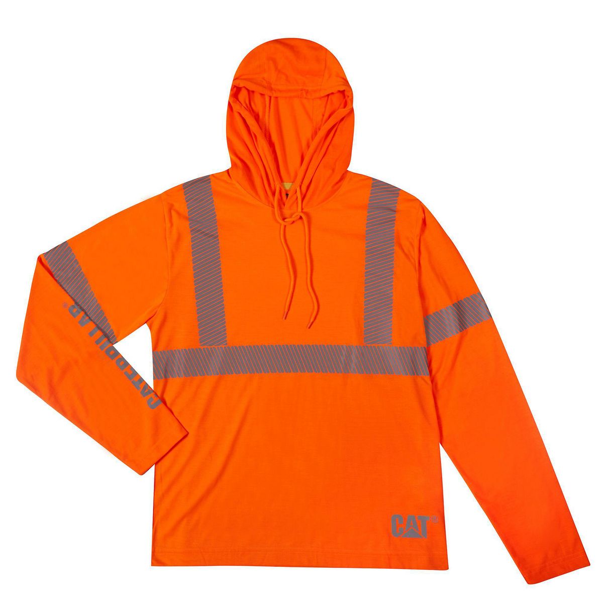 Cat - Playera de Trabajo con Capucha y Reflejante CAT Naranja Neón, G
