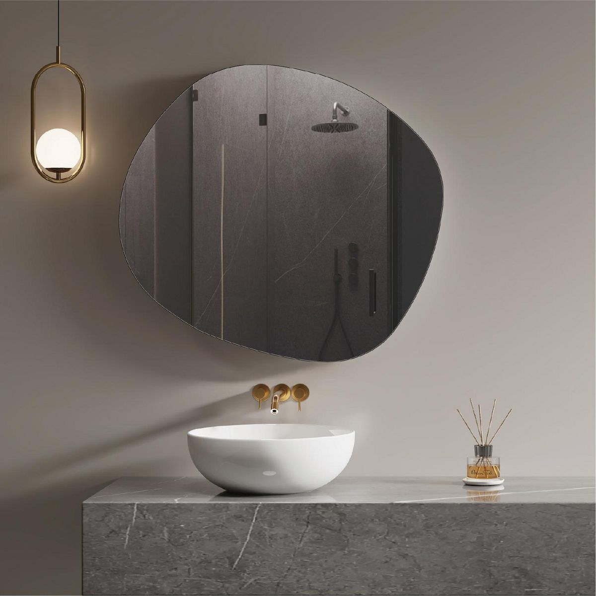 Espejo circular 60 x 55 cm sin marco, marca Sensi Dacqua - Foto 2