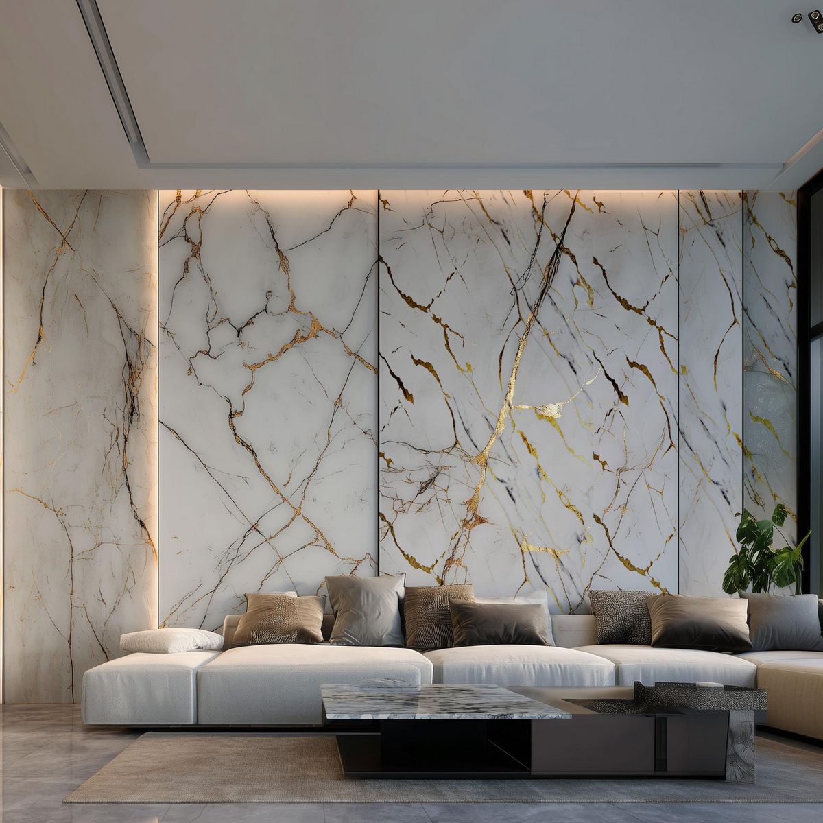 Muro de mármol SPC para interior Vena Oro 120x240 cm brillante 2.88 m2, marca Holztek - Foto Principal