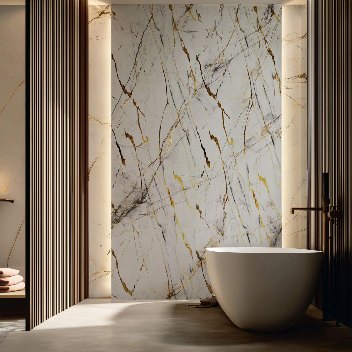 Muro de mármol SPC para interior Vena Oro 120x240 cm brillante 2.88 m2, marca Holztek - Foto 2