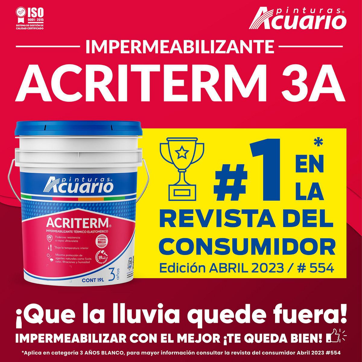 Acuario - Impermeabilizante Acuario Acriterm Blanco 3 Años 19 L