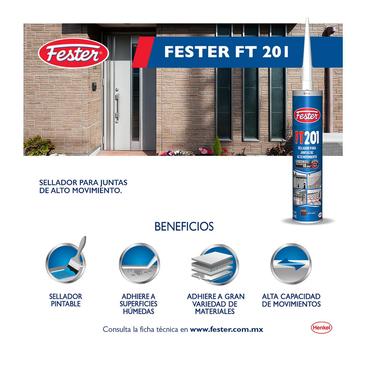 Fester - Sellador Elast Ft201 Gris 280Ml