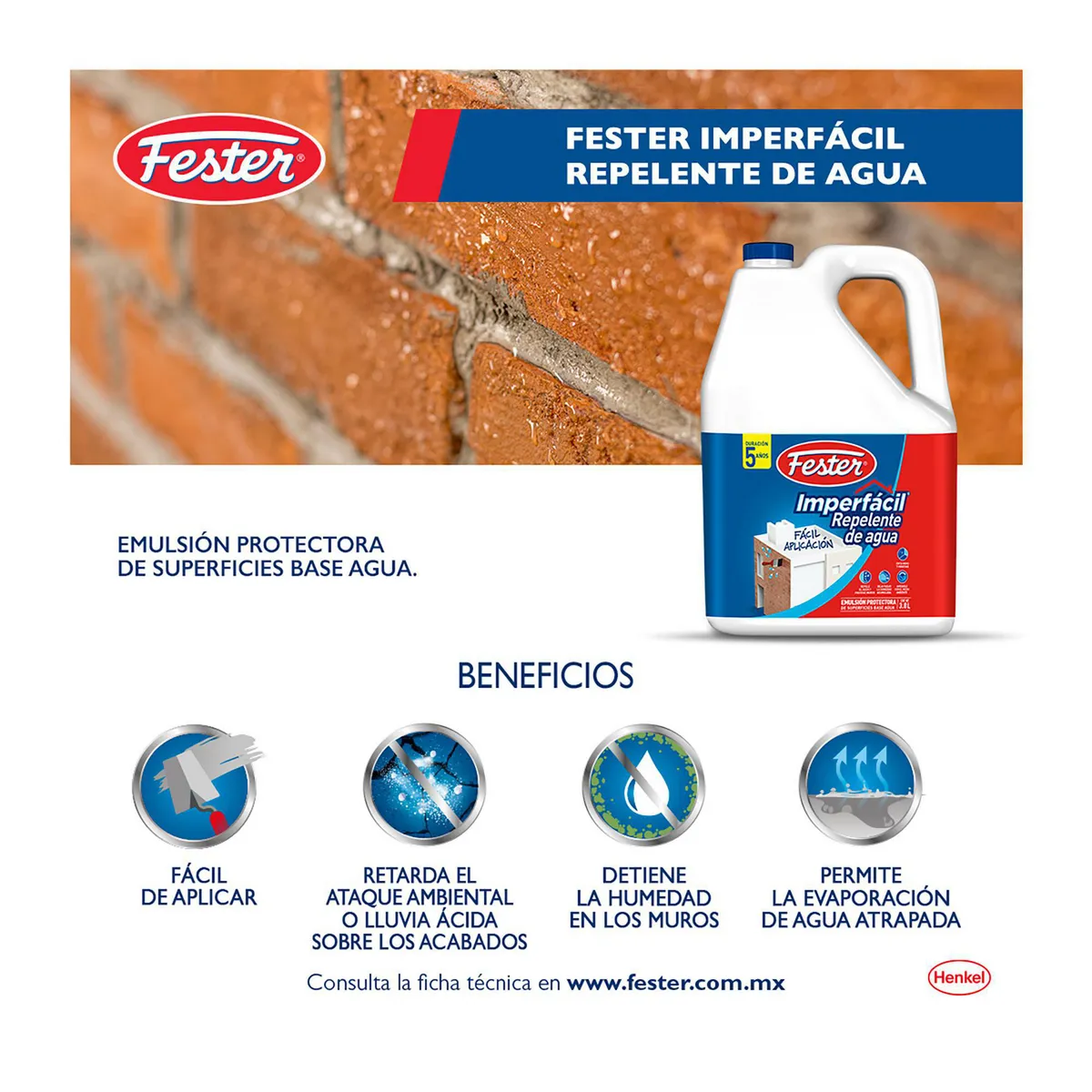 Fester Imperfacil Repelente de Agua 3.8 Litros, marca Fester - Foto 2