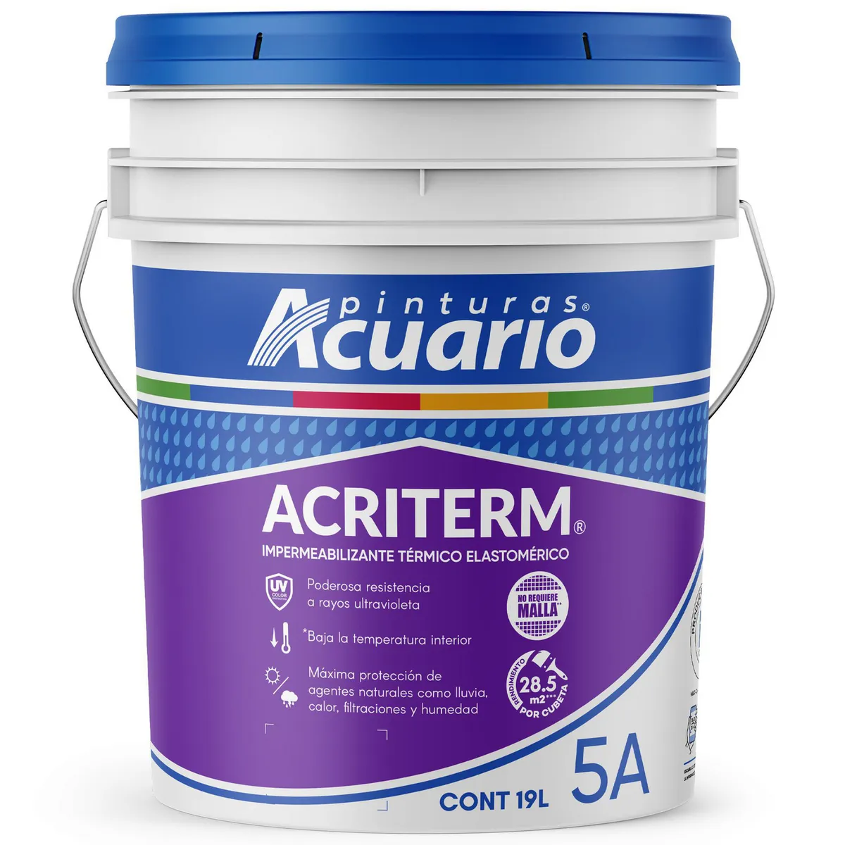 Impermeabilizante Acuario Acriterm Terracota 5 Años 19 L, marca Acuario - Foto Principal