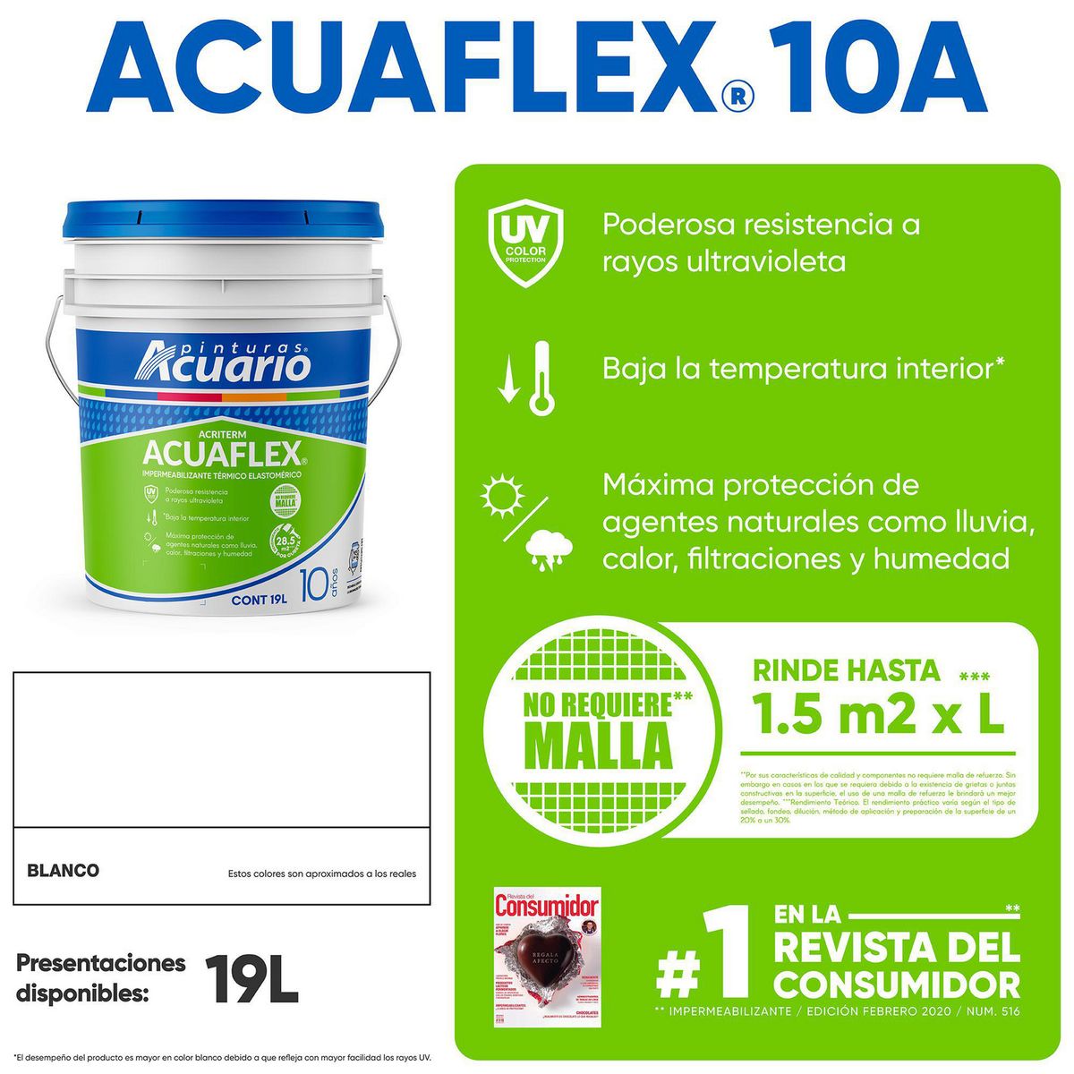 Acuario - Impermeabilizante Acuario Acriterm Blanco 10 Años 19 L