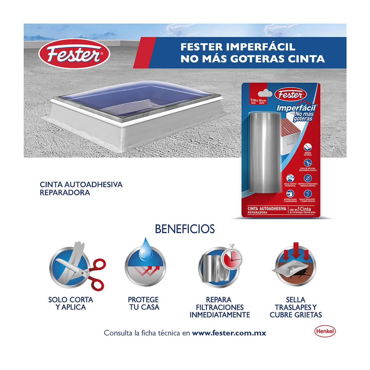 Imperfacil No Mas Goteras Cinta 1M, marca Fester - Foto 2