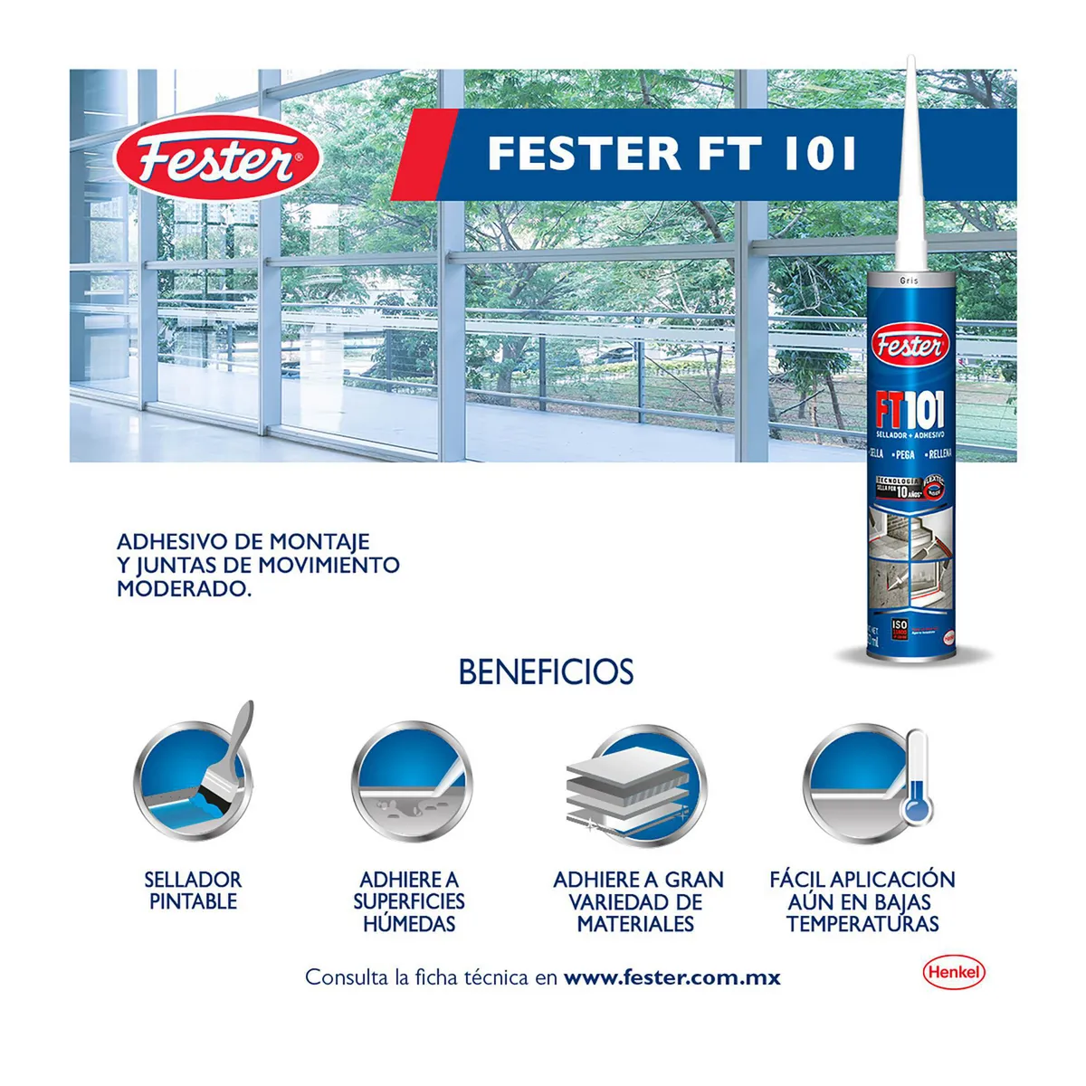 Sellador Elastomérico Ft101 Gris 280 Mililitros, marca Fester - Foto 2
