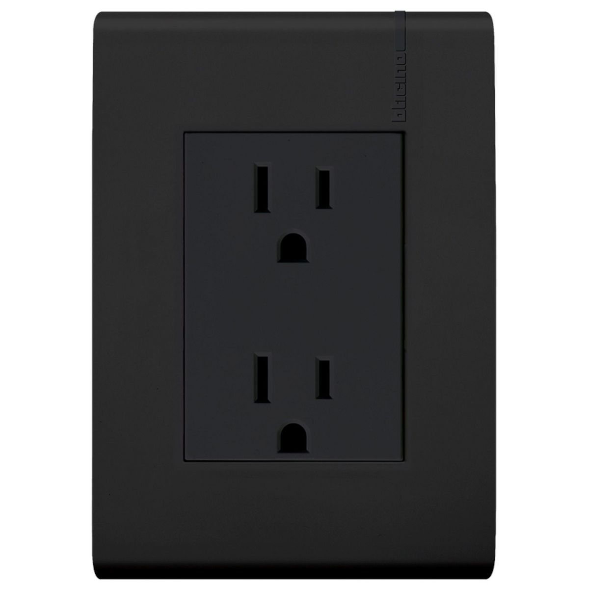 Bticino - Tomacorriente Dúplex 2P +- 15A, Placa Negro Mate