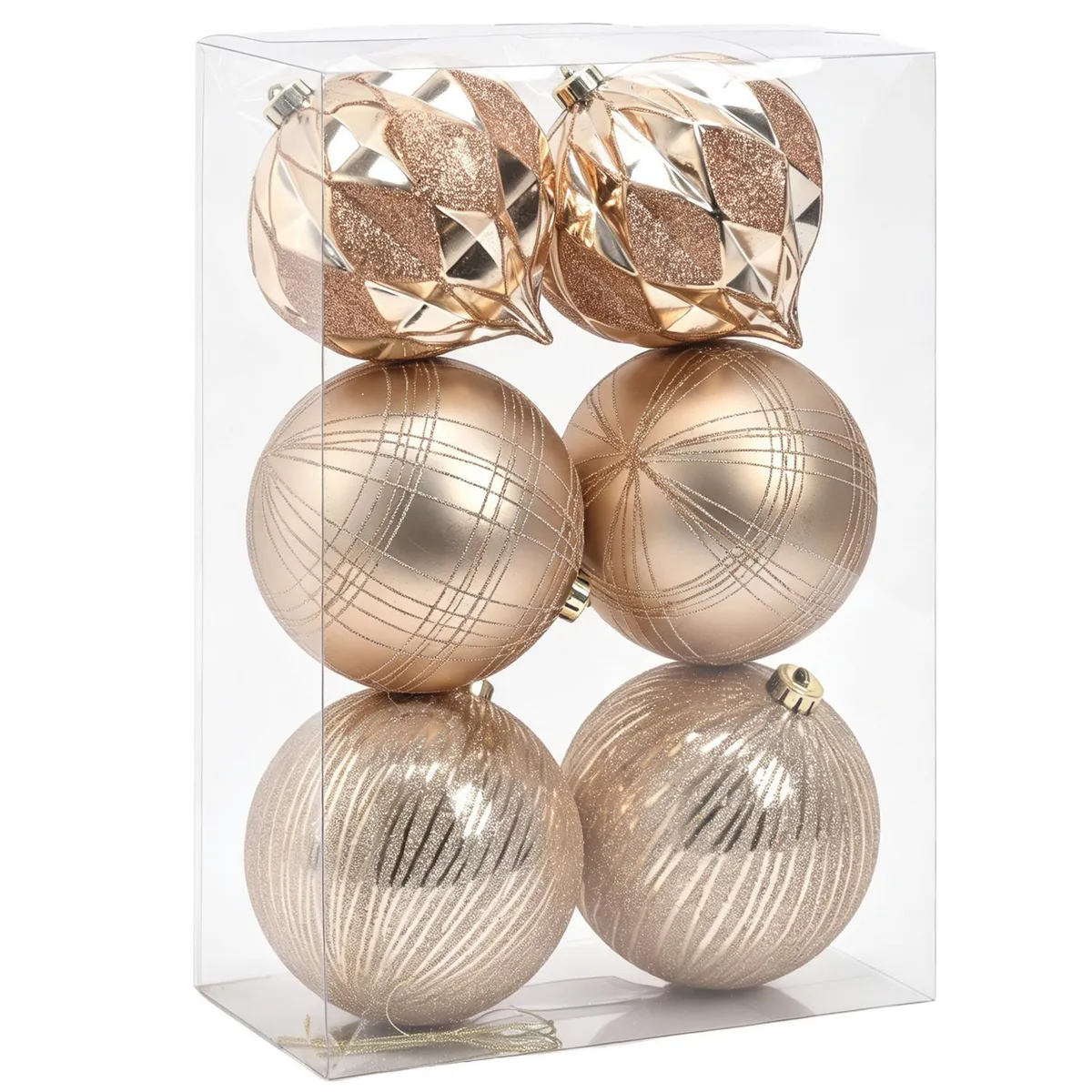 Juego de 6 Esferas Navideñas Color Dorado 15 cm, marca Dear Santa - Foto Principal