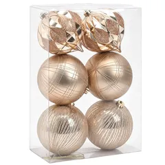 Juego de 6 Esferas Navideñas Color Dorado 15 cm