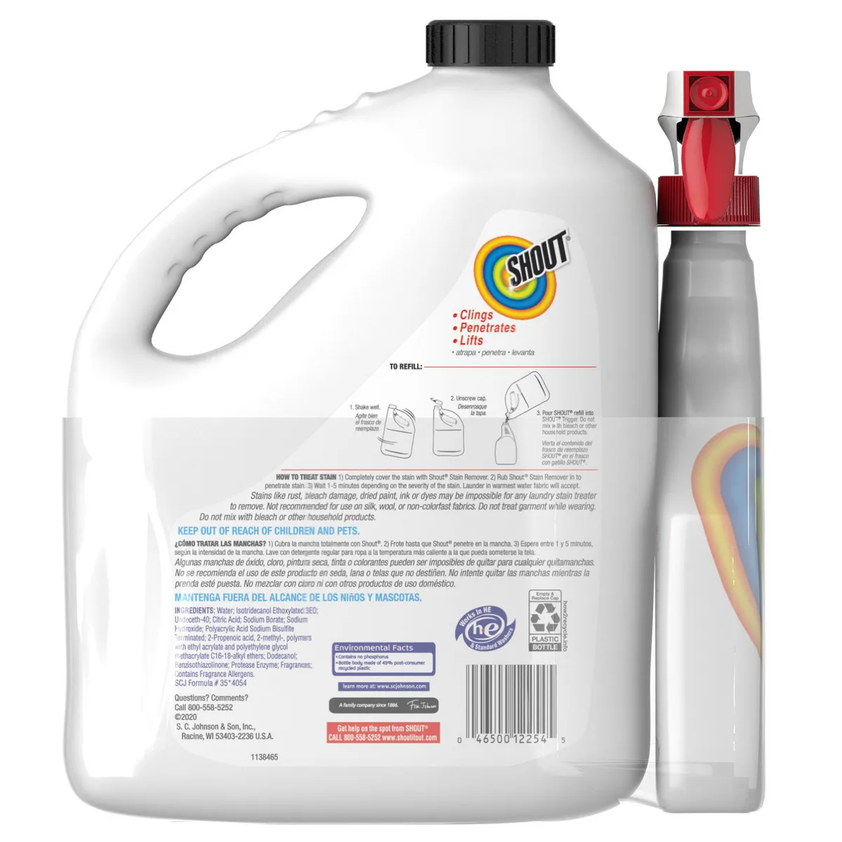 Shout - Shout Limpiador de Telas 3.78L + Atomizador 650 ml