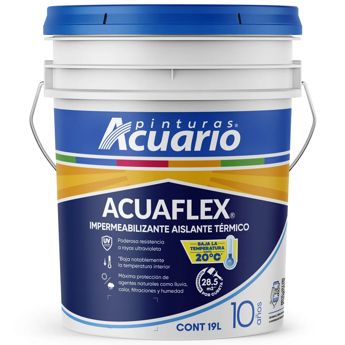 Impermeabilizante Acuario Térmico Blanco 10 Años 19 L, marca Acuario - Foto Principal
