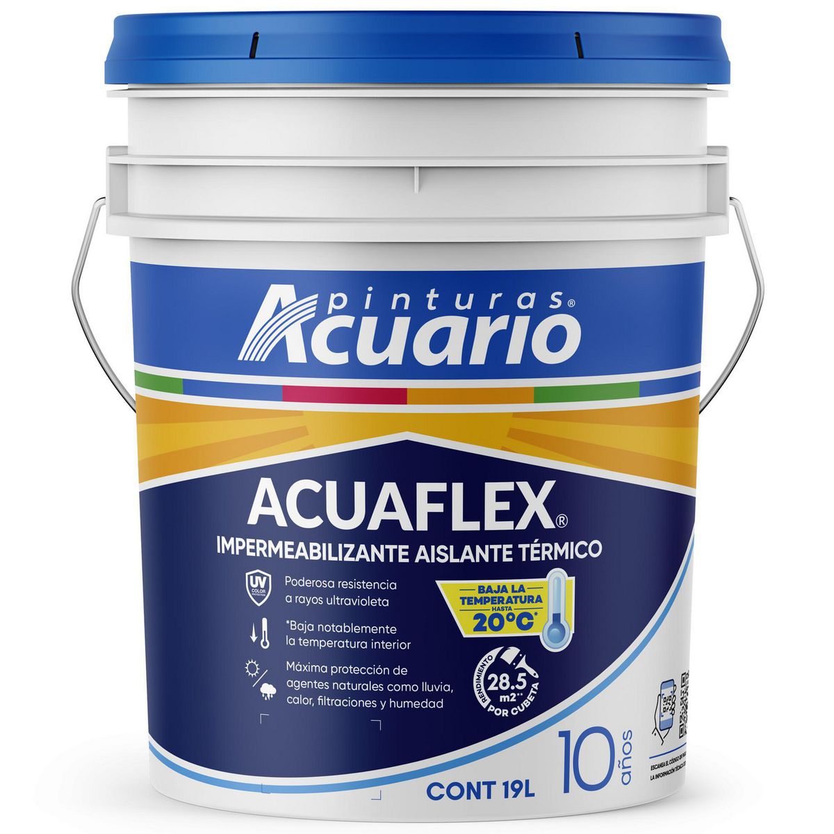 Impermeabilizante Acuario Térmico Blanco 10 Años 19 L, marca Acuario - Foto Principal