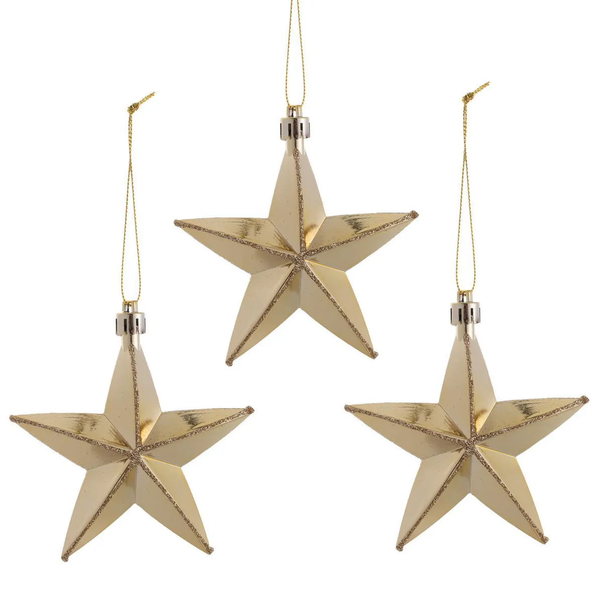 Set de 3 Estrellas 9 cm Noche Dorado, marca Dear Santa - Foto 2
