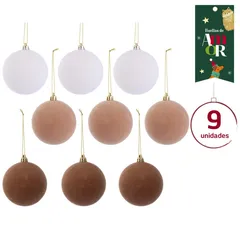 Juego de 9 Esferas Navideñas 6 cm Colección Huella de Amor