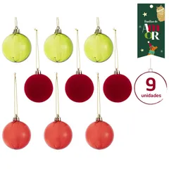 Juego de 9 Esferas Navideñas 6 cm Modelo B Colección Huella de Amor