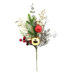 Rama Decorativa Navideña con Bayas y Esferas Surtidas 50 cm