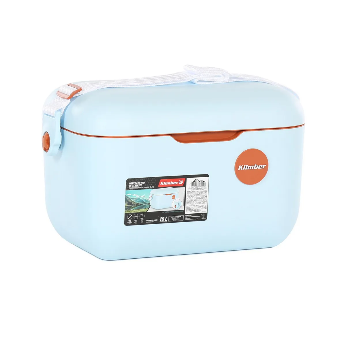 Hielera Retro Celeste 19 Litros, marca Klimber - Foto Principal