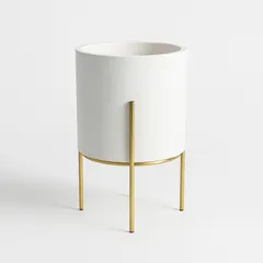 Maceta Hortensia Blanca con Base Dorada