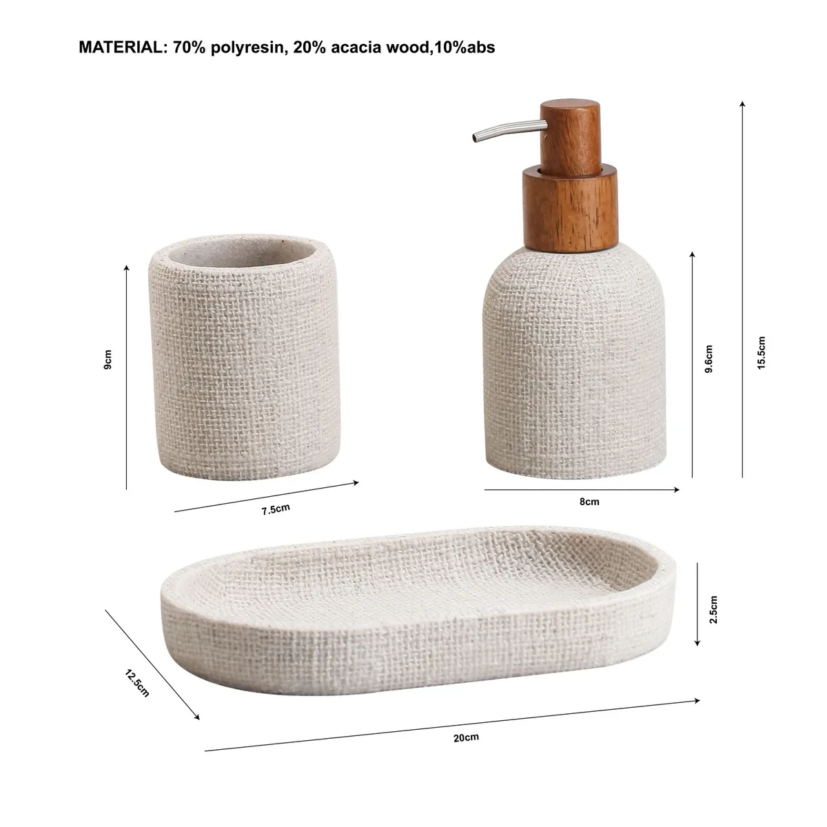 Set acc 3 piezas beige, marca Just Home Collection - Foto 2