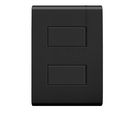 Placa Contacto 2 Int. Sencillos, Negro Mate
