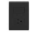 Placa Contacto 1 Int.Sencillo + 2P+T 1 Mod, Negro Mate