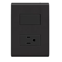 Placa Contacto 1 Int.Sencillo + 2P+T 1 Mod, Negro Mate