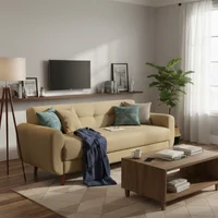 Sofa 3 Plazas Capitonado Athenas Beige