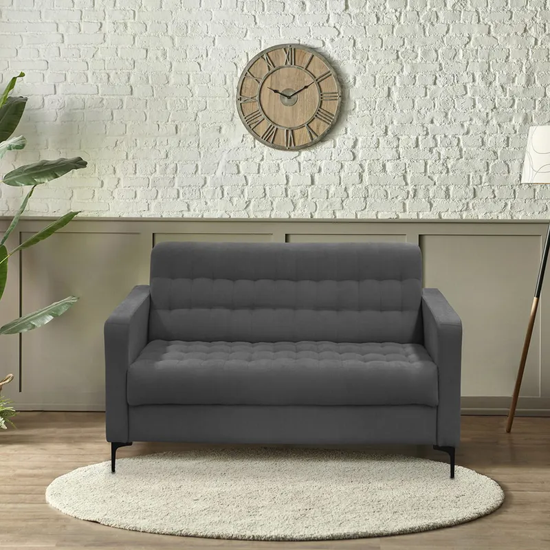 Ikasa Muebles - Sofa 2 Plazas Capitonado Ls Pavender Gris Ox