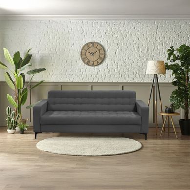 Sofa 3 Plazas Capitonado Pavender Gris Oxford