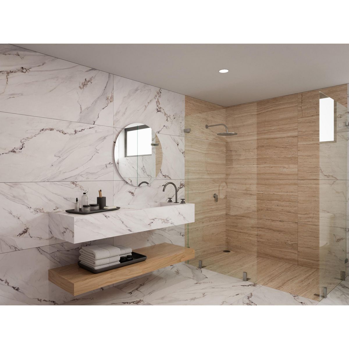 Porcelanite - Piso Cerámico Rossian White 60 x 120 cm Satinado 1.44 m2 No Rectificado