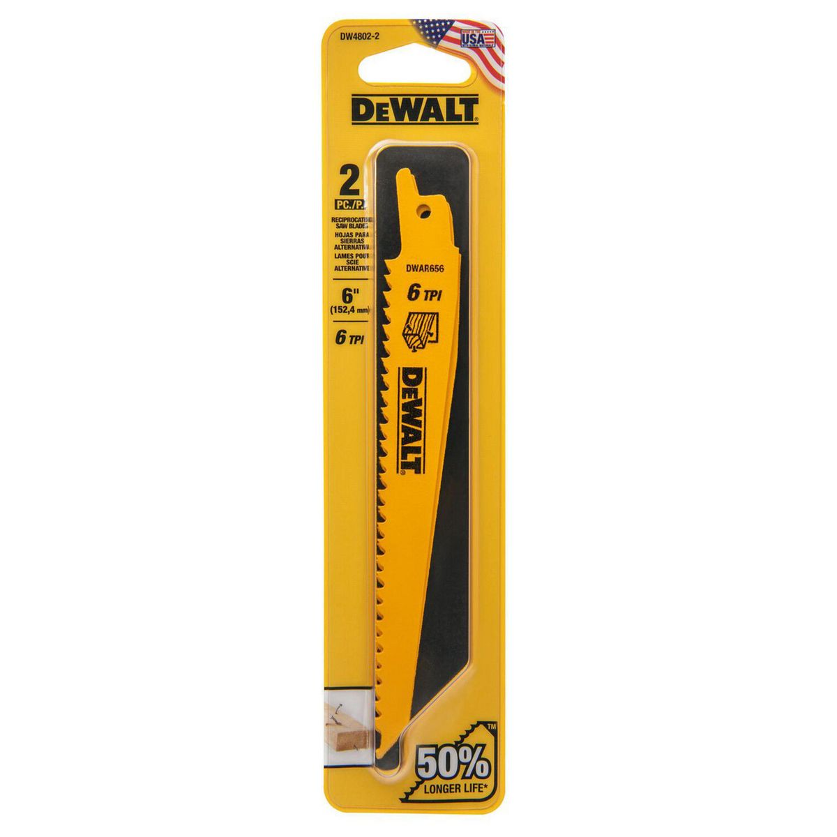 Dewalt - Hoja Sierra Sable 6" 6 Tpi, 2 Pzas DeWalt