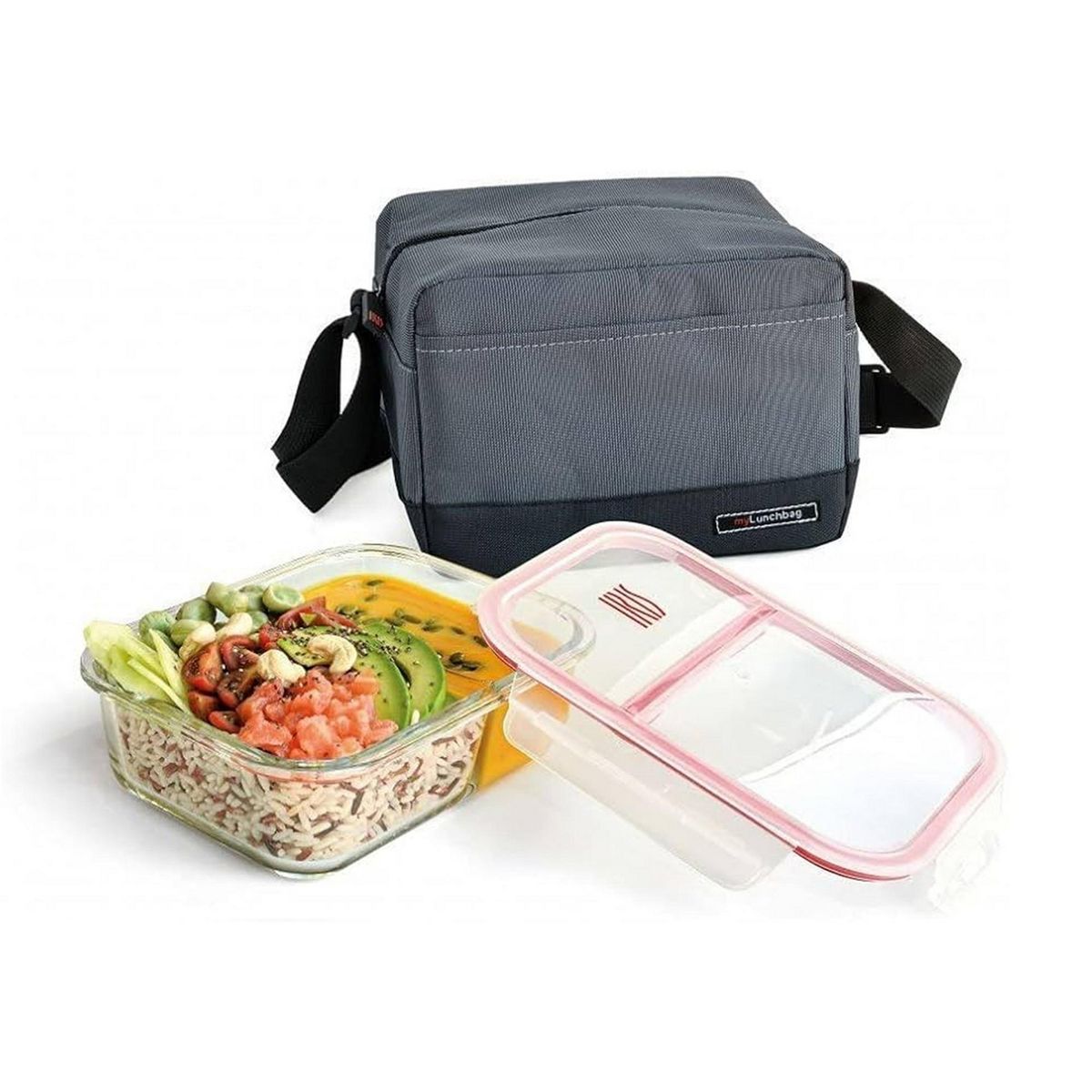 Iris - Lonchera + 1 cont vidrio gris